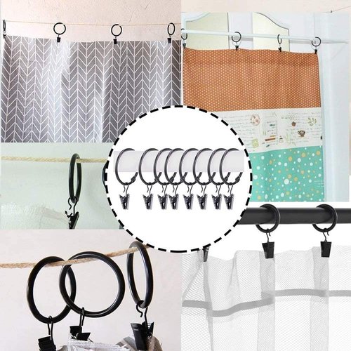 Clip Stainless Steel Curtain Clips - 30 Pack Openable Circle Hooks for Lights, Photos & Crafts | 1.5 Inch Black
