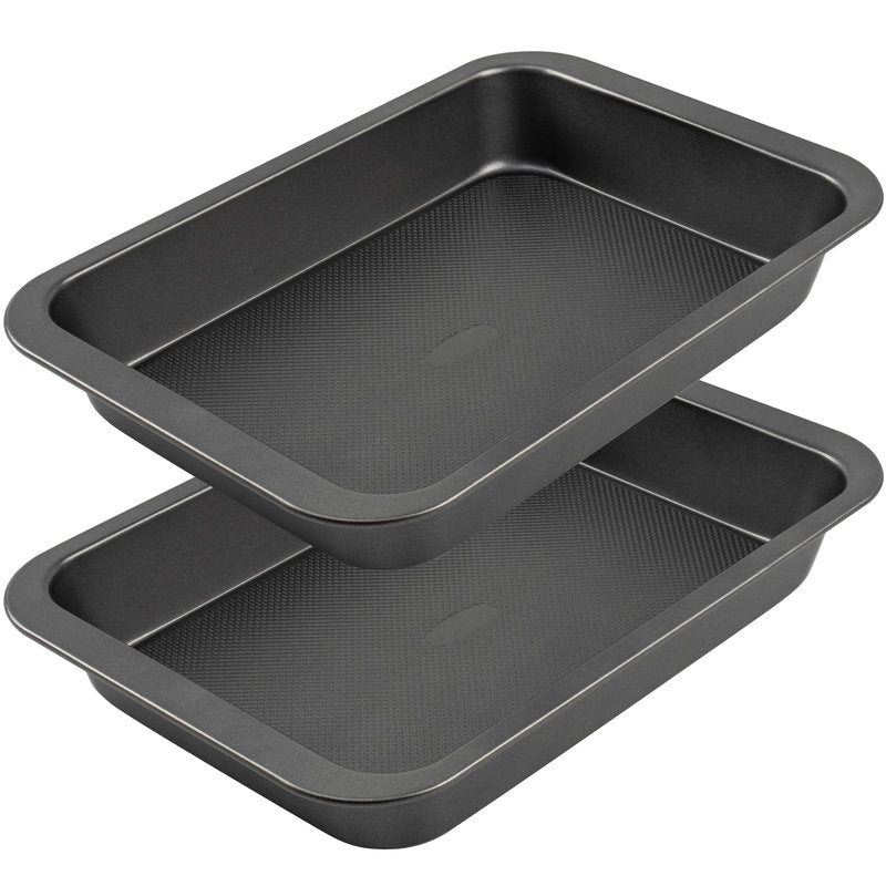 Tiawudi Cake Pan, Nonstick Baking Pan for Cake, Bread, Brownie or Lasagna, Heavy Duty Baking Dish with Diamond Texture Pattern and Wide Grips, Set of 2