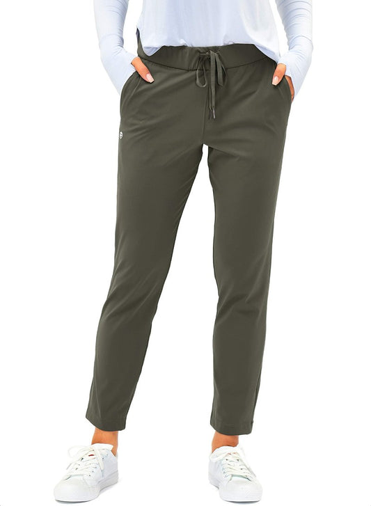 G Gradual Women's Pants with Deep Pockets 7/8 Stretch Sweatpants for Women Athletic, Golf, Lounge, Work (Olive Green, 3X-Large)
