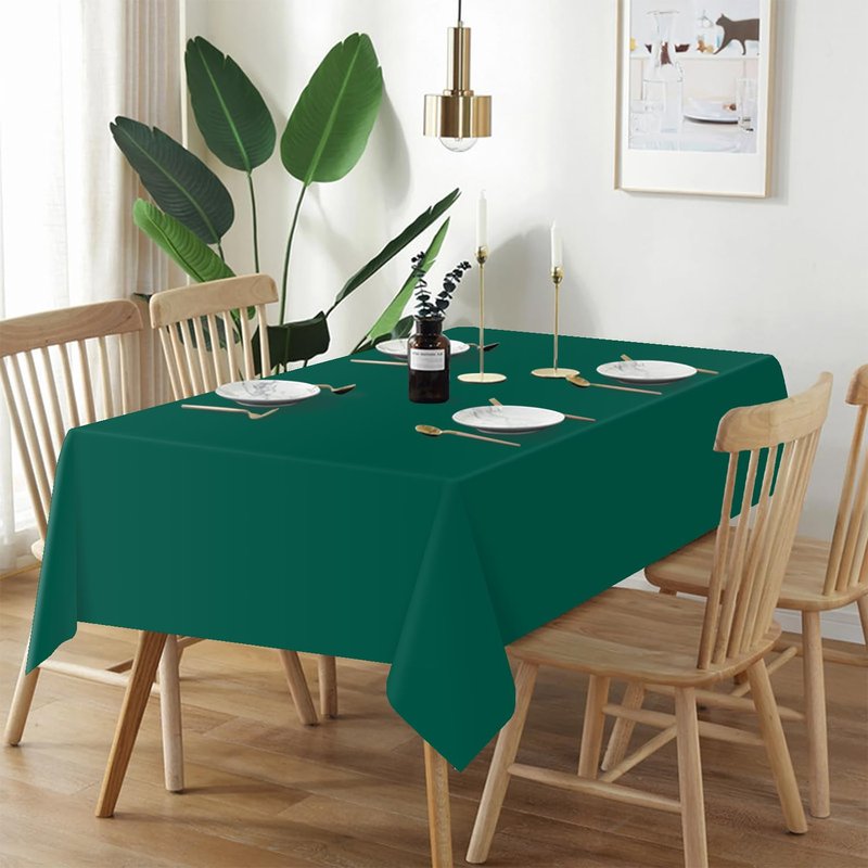 QIKSION Dark Green Plastic Table Cloth Disposable 6 Pack, 54 x 108 Inch Tablecloths for Party, Christmas Decorations, Rectangle Table Cover