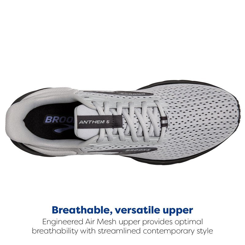 Brooks Men’s Anthem 6 Neutral Running Shoe - Grey/Blackened Pearl/Grey - 9 Medium
