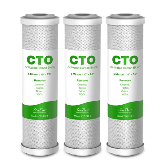 SimPure 5 Micron 10" x 2.5" Whole House Carbon Sediment Water Filter Cartridge Replacement for Home Under-Sink & Countertop Filtration System,10 inch RO Unit, Dupont WFPFC8002, FXWTC, SCWH-5 (3 Pack)