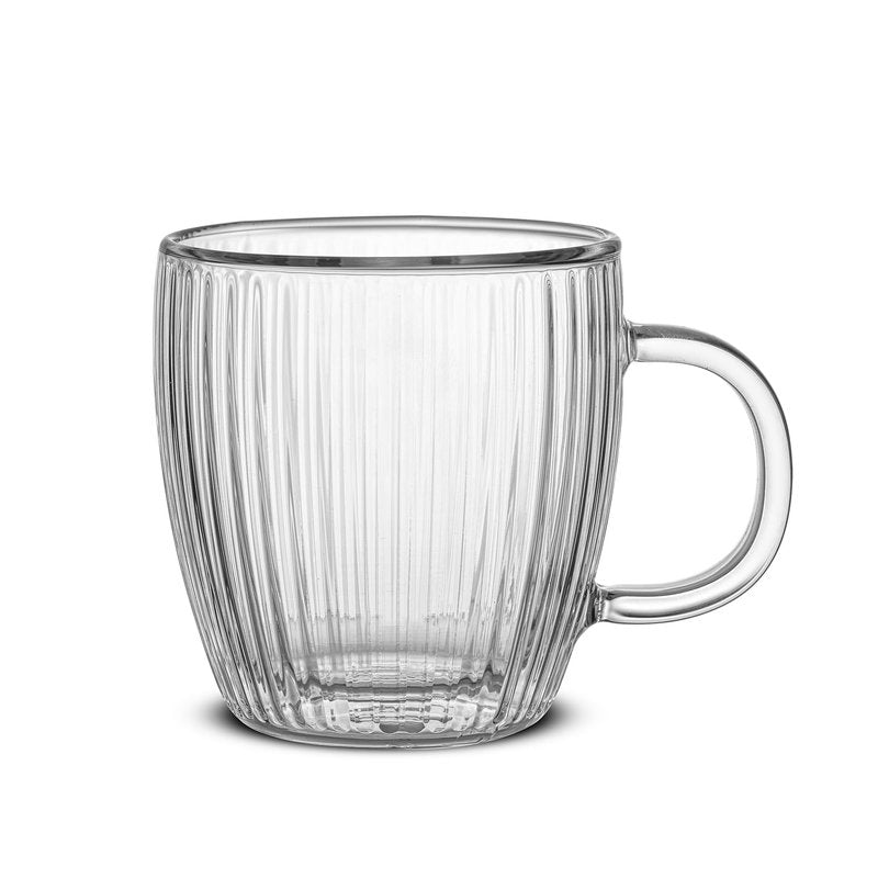JoyJolt Fluted Glass Espresso Cups, 5.4oz Espresso Cup - Set of 2 Espresso Mugs