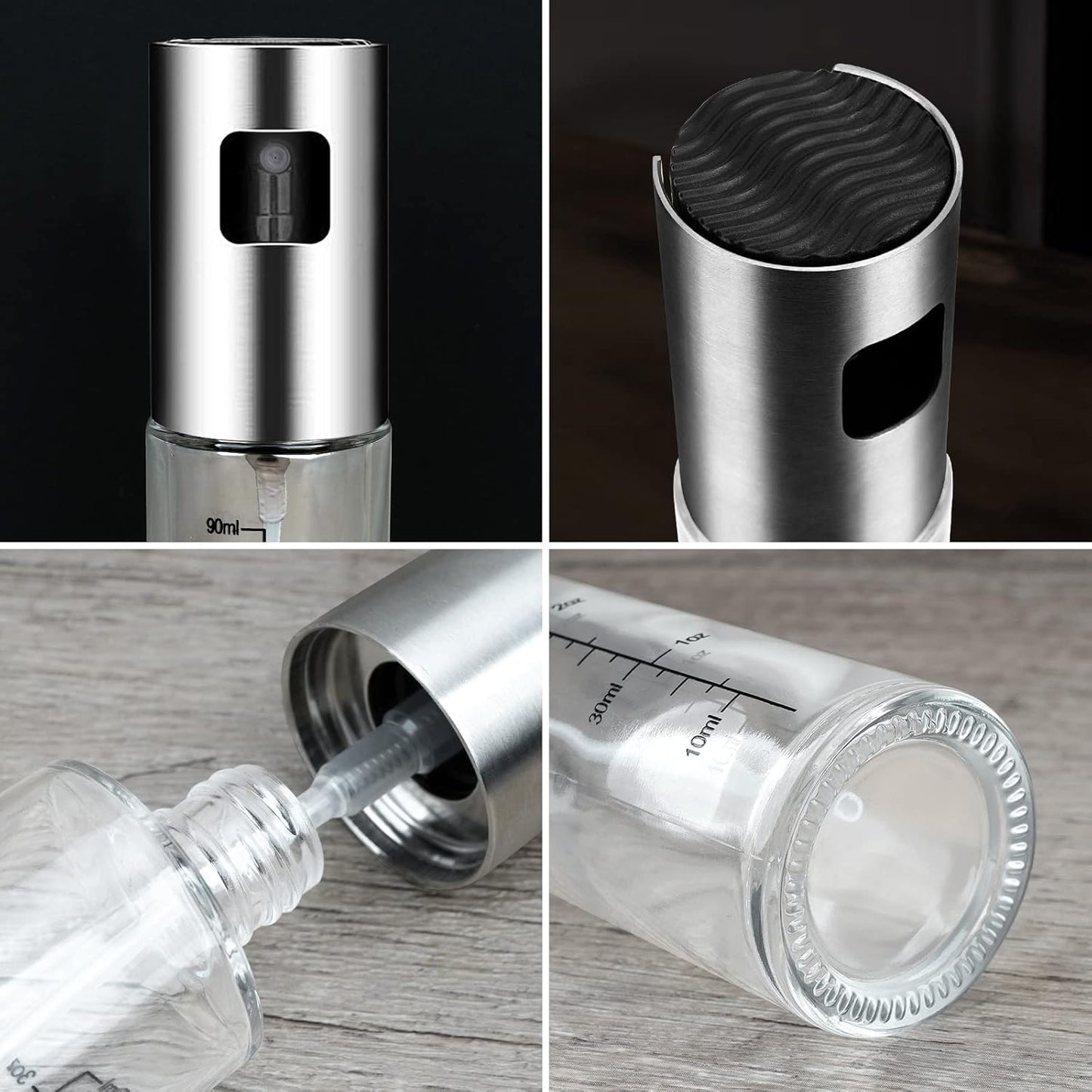 NORBASE Oil Sprayer - Upgraded Refillable Olive Oil Spray Bottle Mister | 2 Pack for Cooking & BBQ