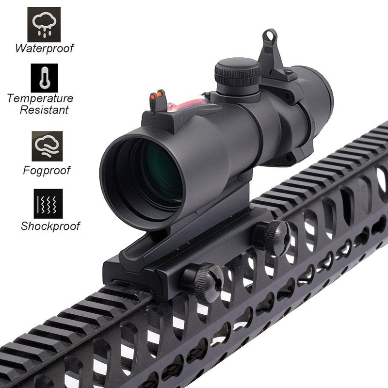 CTOPTIC 4x32 Red Fiber Dot Scope with Sight System for Picatinny 20mm Rail Yotto 7.62 x 39 Laser Sight (rd)