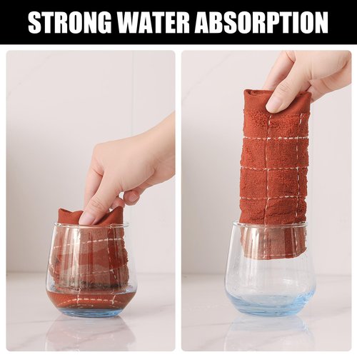 Homaxy 100% Cotton Terry Kitchen Dish Cloths, Ultra Soft and Absorbent Dish Towels for Kitchen, Suitable for Drying and Washing Dishes, 8 Pack, 12 x 12 Inches, Rust
