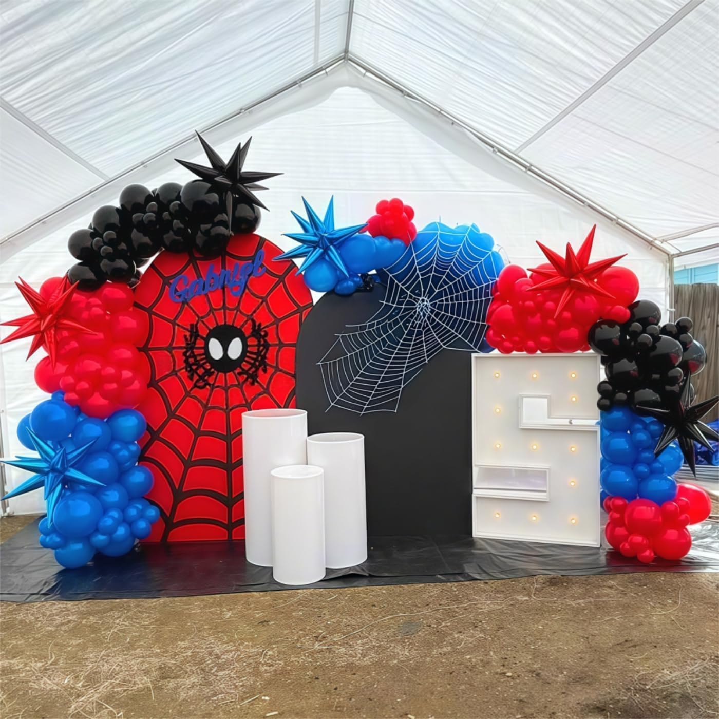 Skiennix Balloon Arch Garland Kit - 101 Pcs Matte Red, Black & Royal Blue Latex Balloons | Halloween & Birthday Party Decor