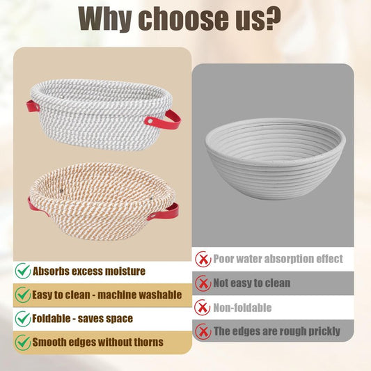 zunmial Banneton Bread Proofing Basket,9/10inch Round & Oval Cotton Rope Sourdough Proofing Basket with Liners & Covers,for Bread Making Baking Fermentation (2 Pack)