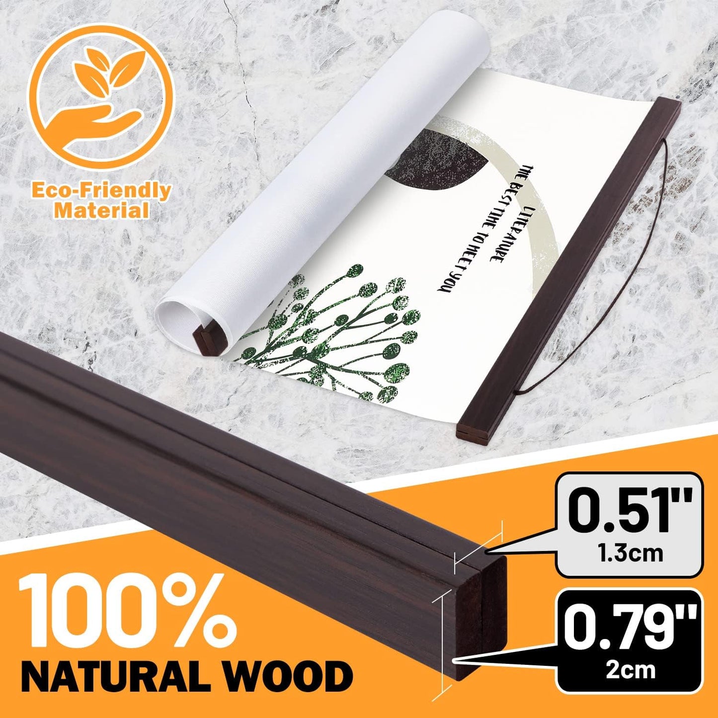 Benjia Magnetic Light Wood Poster Frame - 8x10, 8x12, 8x18 Sizes | Perfect for Canvas Art & Photos - Walnut Finish