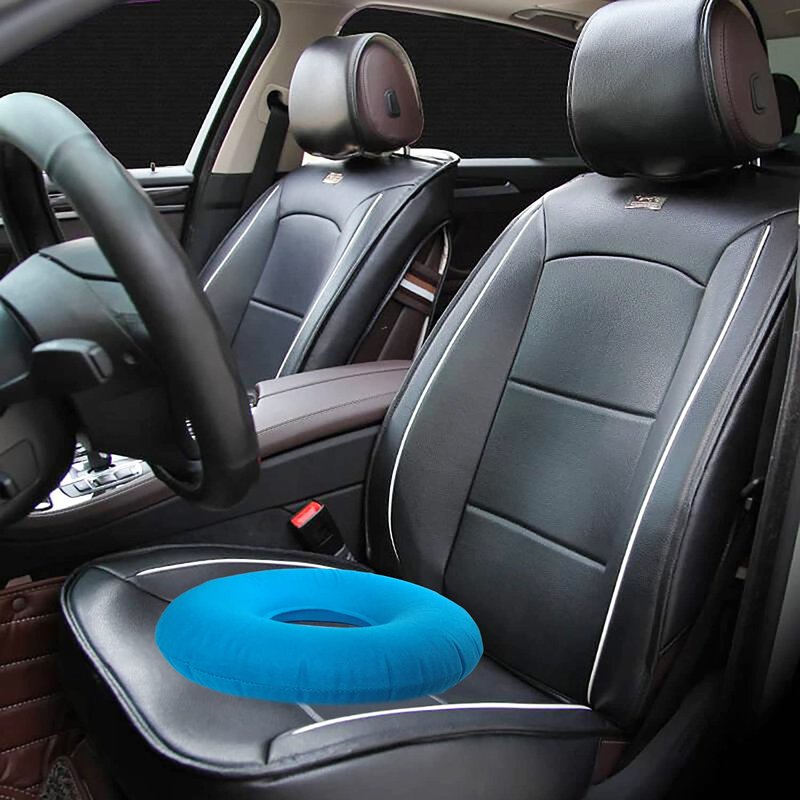 Shineyid 2 Pack Donut Pillow, Inflatable Donut Cushion for Tailbone Pain,Hemorrhoid Seat Cushion, Round Wheelchairs Seat Cushion for Home, Car or Office Chair (15" Dark Blue & Light Blue)
