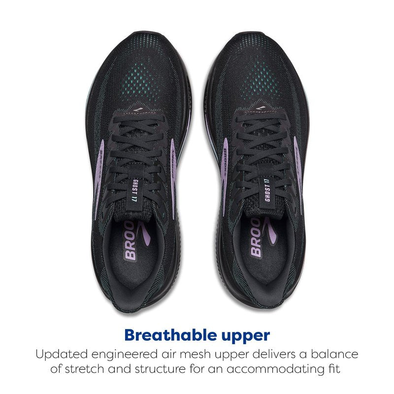 Brooks Women’s Ghost 17 Neutral Running Shoe - Grey/Clearwater/Purple - 11.5 Wide