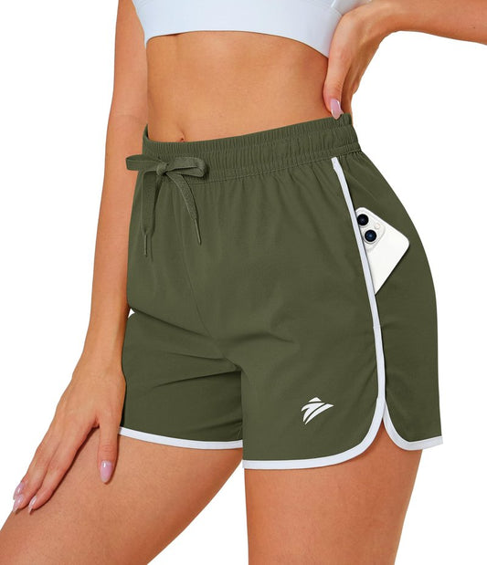 MAGCOMSEN Women's Athletic Shorts with Pockets Quick Dry Lightweight 3.5" Running Gym Workout Shorts Hiking Sport