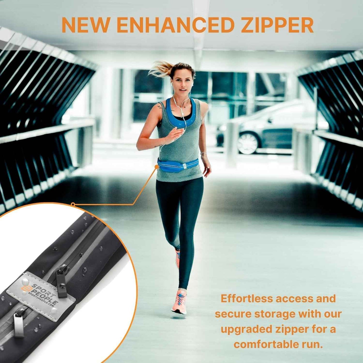 Waterproof Slim Running Belt with Reflective 2-Pocket Phone Holder for Men & Women