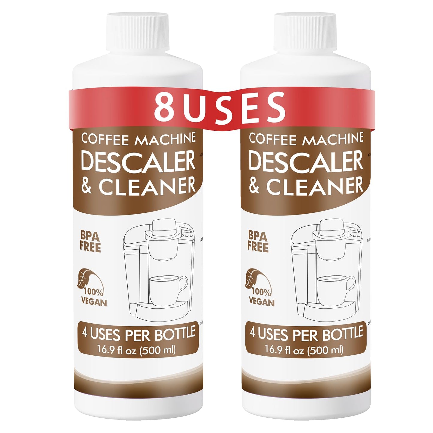 8 Uses Descaling Solution Compatible with Keurig, Nespresso, Breville, Delonghi, Jura, Ninja - 33.8oz Coffee Machine Descaler, Espresso Coffee Maker Cleaner, Coffee Pot Limescale Remover