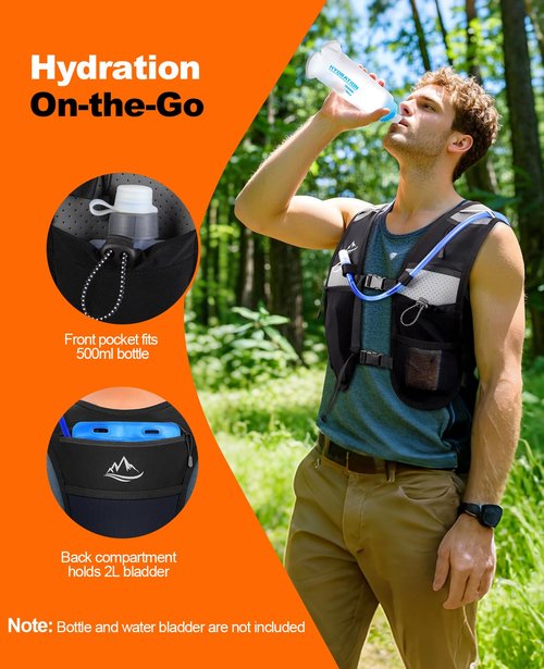 Dawinga Running Vest for Women Men，Lightweight Breathable Hydration Vest，Water Vest Backpack with Large Compartment, Adjustable Chest Straps Reflective Backpack for Hiking, Cycling, Marathon, Race