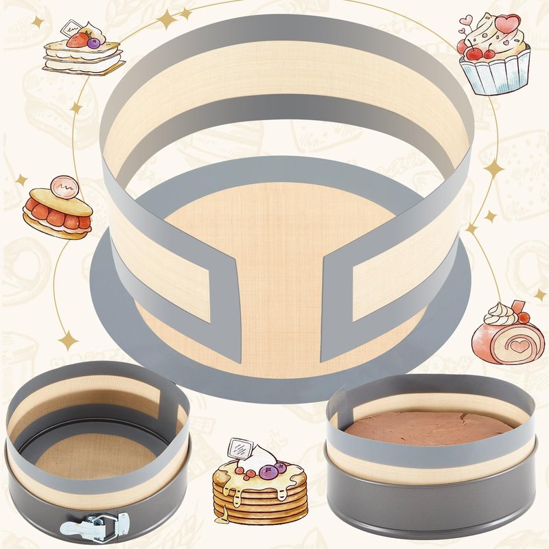 Honeydak 3 Set Silicone Baking Mat for 4, 7, 9 Inch Springform Pan Protector Nonstick Reusable Cake Pan Liners for Cheesecake Baking Prevent Sticking to Bottom & Side, Easy Release & Clean(Gray)