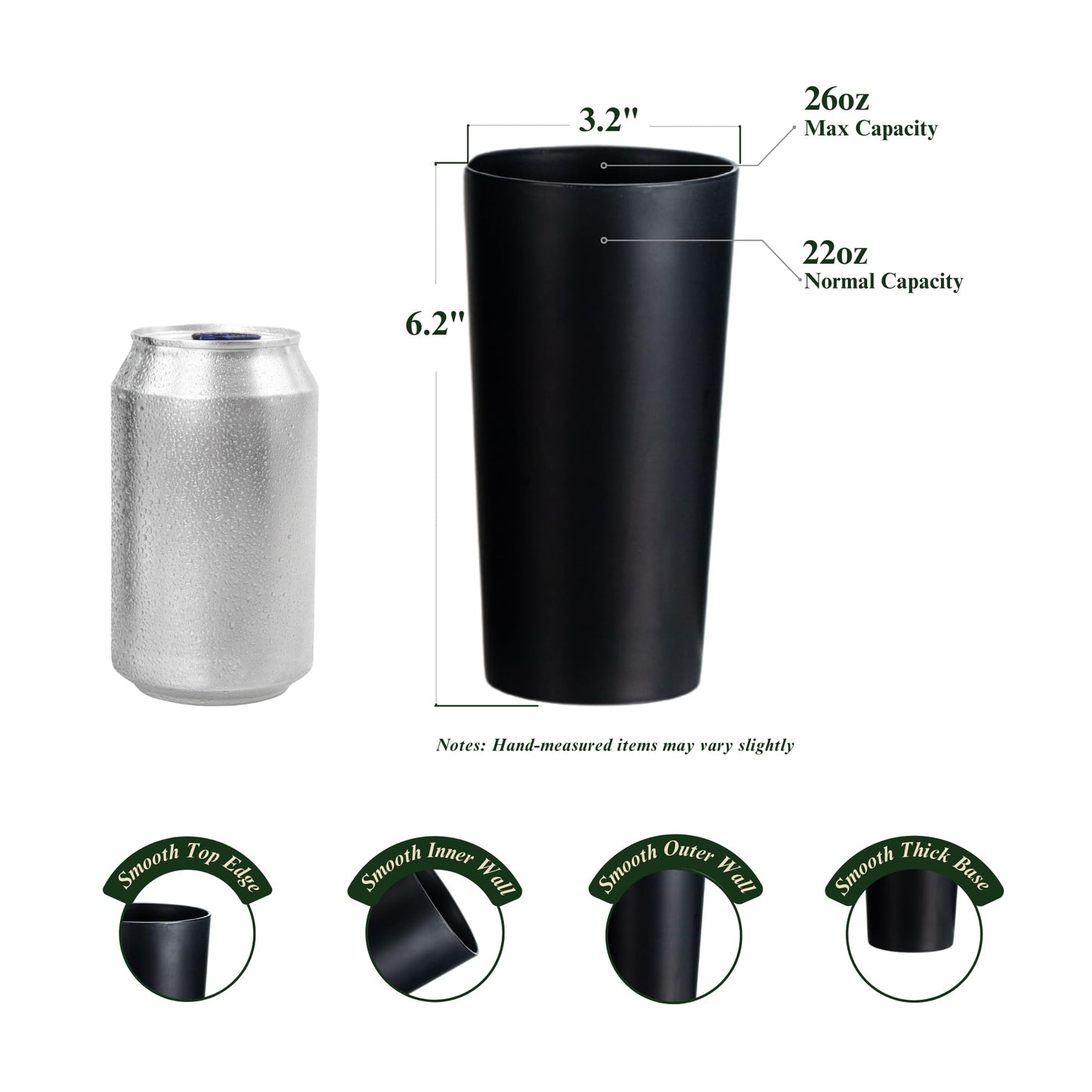 MIYOPESI 26oz Stackable Plastic Water Tumblers (Set of 12), Shatter-Proof Plastic Cups, Reusable Plastic Drinking Glasses, BPA-Free, Dishwasher-Safe, Heat-Resistant, Microwave-Safe (Grey Stone)