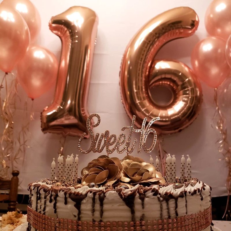 Rose Gold 1 Balloons, 40 Inch Giant Helium Foil Number 0-9 for Girls, Self Inflating Digit 1st Birthday Balloon for Women Anniversary Baby Shower New Year Engagement Party Decorations Supplies