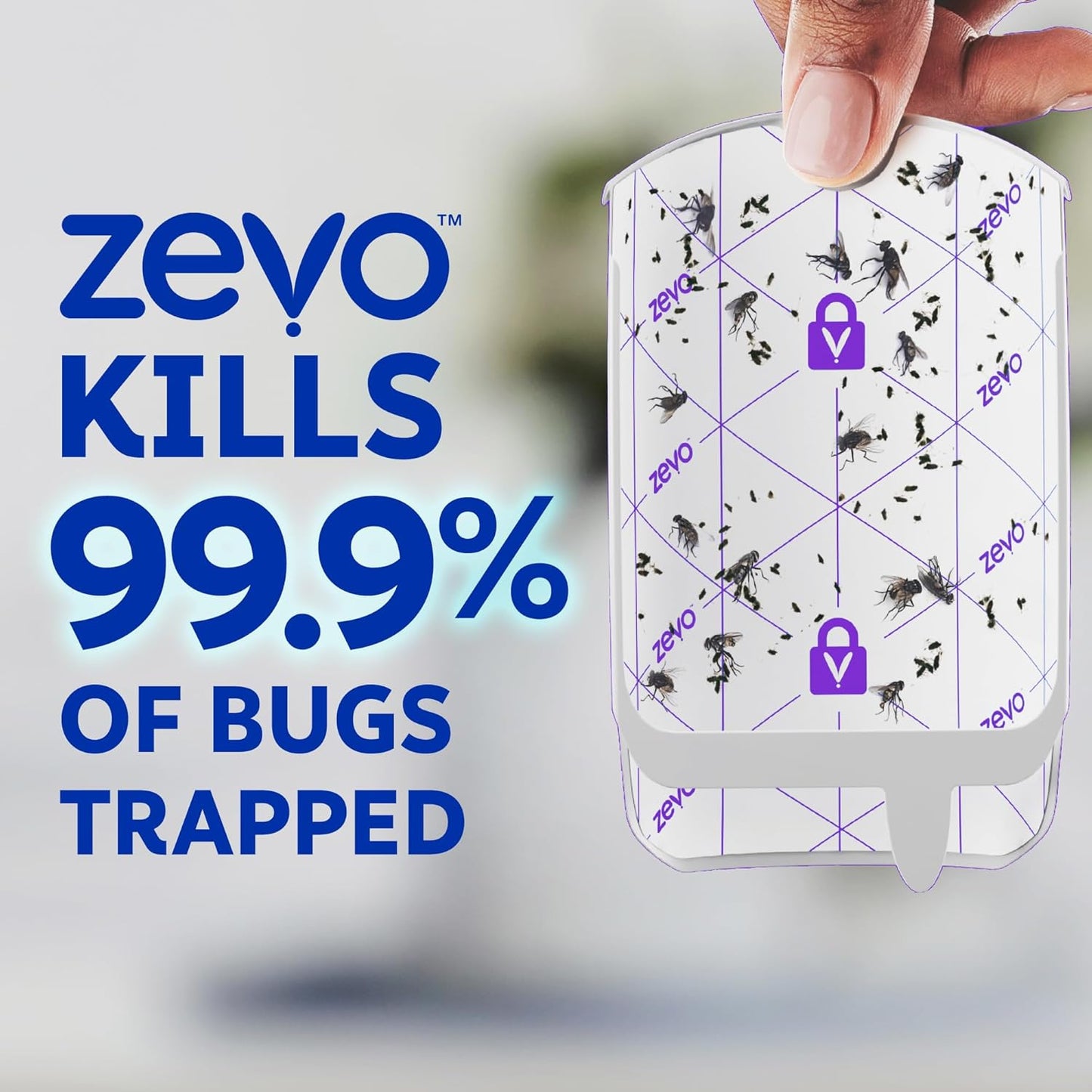 Zevo Flying Insect Trap - Indoor Bug Catcher with 3 Refill Cartridges | UV Light Technology for Flies