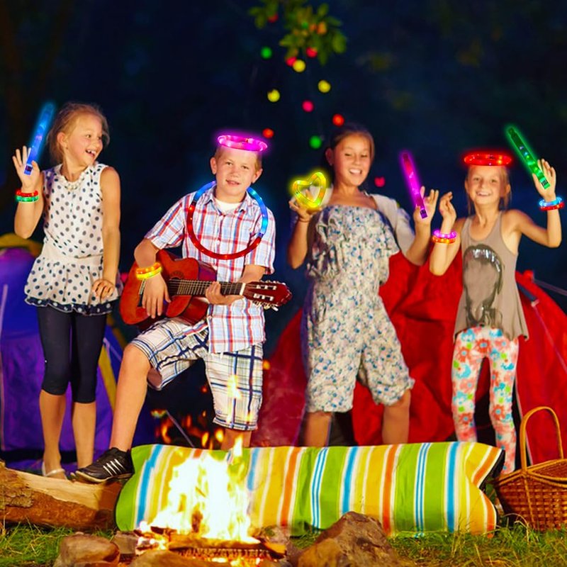 Siwarm 24 Pcs Glow Sticks Toys for Kids, LED Light Up Pop Tubes/Bracelet Party Favors for Kids,Glow in The Dark Party Supplies, Birthday Gifts Xmas Stocking Goodie Bags Stuffers Boys Girls