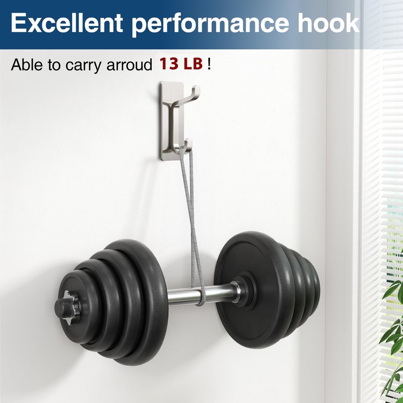 pickpiff Wall Hooks for Coat and Towel: 13LB Strong Adhesive Door Hanger Stick on, Brushed Nickel 6 Pack