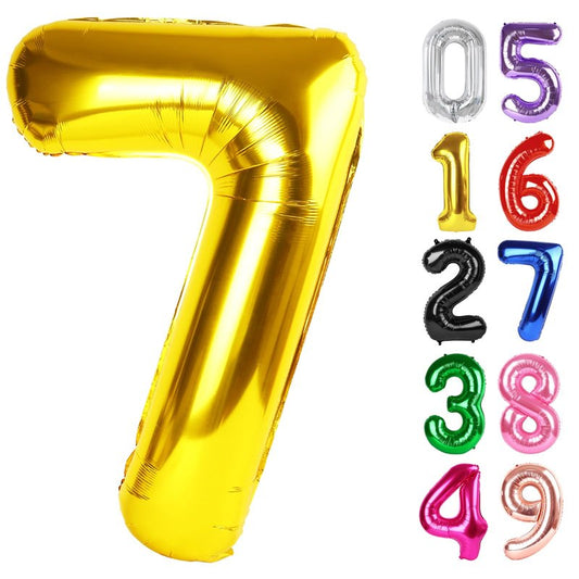 Gold Number 7 Balloon 40 Inch, 7th Birthday Party Decorations for Children, Giant 7 Foil Balloon for Party Supplies