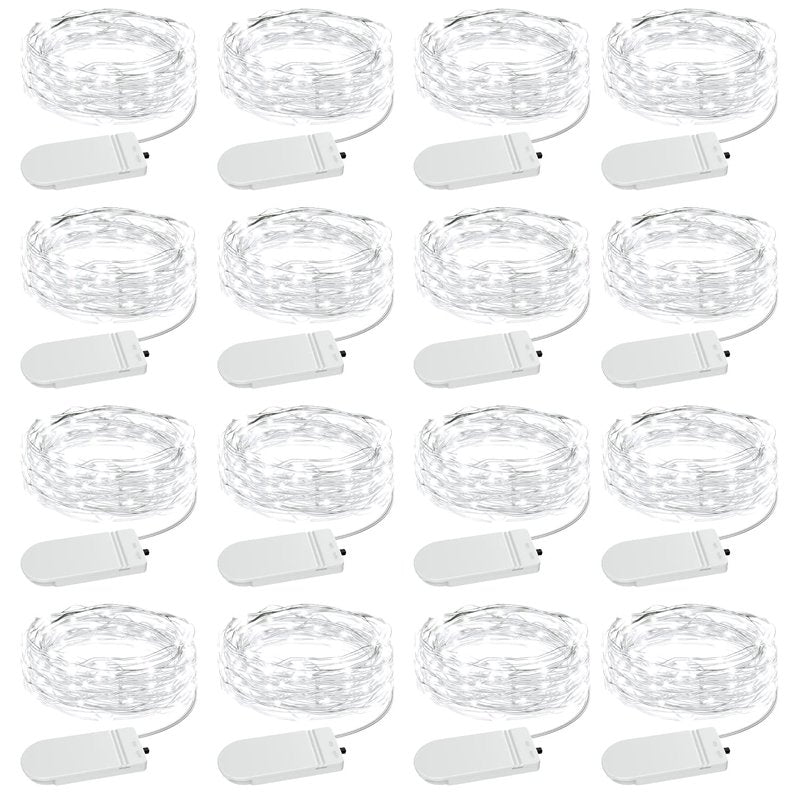 Olafus 16 Pack Fairy Lights Battery Operated, IP68 Waterproof Mini String Light, 7ft Small LED Bottle Light for Wedding Vase Centerpieces Table Decorations Christmas Indoor Party Jars Gift Cool White