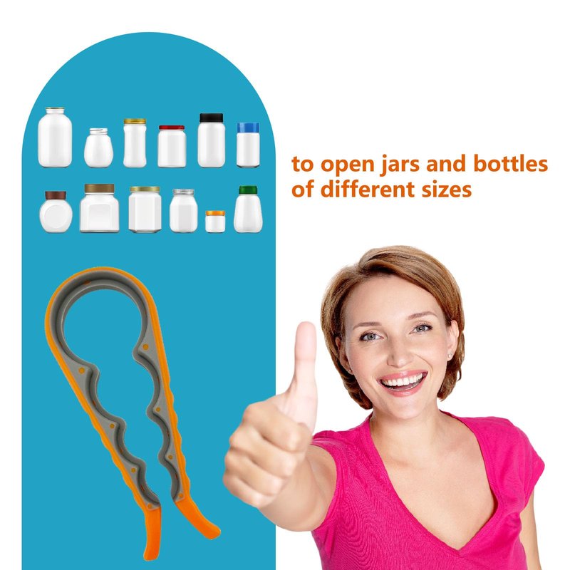 Jar Bottle Opener for Weak Hands, 4 in 1 Multi-Function Non-Slip Can Lid Opener Tool, Suitable for Seniors with Arthritis, Low Strength and Children