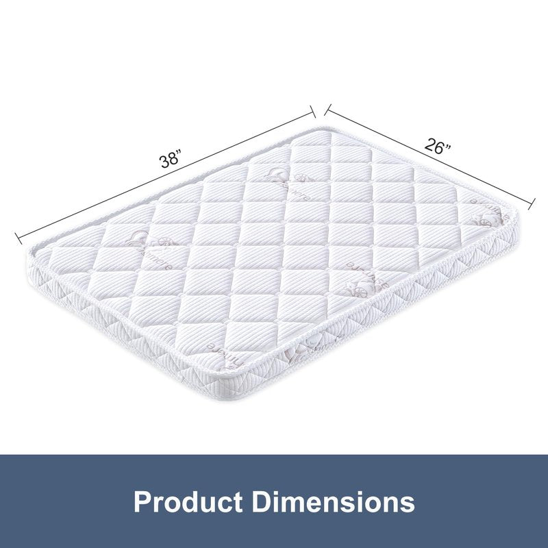 Pack and Play Mattress - 38" x 26"- Premium Knitted Fabric Safety Reinforced Play Yard Mattress - Fits for Graco & Baby Trend & Pamo Babe Playard, Firm Support and Comfort Foam，White