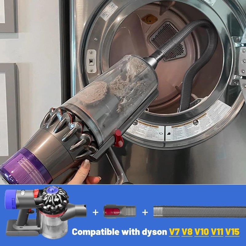 Dryer Vent Cleaner Kit Compatible With Dyson V15 V12 V11 V10 V8 V7 Gen5 Vacuum Cleaner with Dryer Lint Brush and Hard Bristle Crevice Cleaning Brush