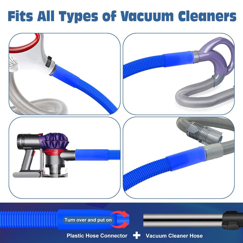 PetOde 2 Pieces Dryer Vent Cleaner Kit Compatible with Most Vacuum Cleaner, Dryer Lint Brush and Vacuum Hose Attachment, Quickly Lint Remover, Deep Blue