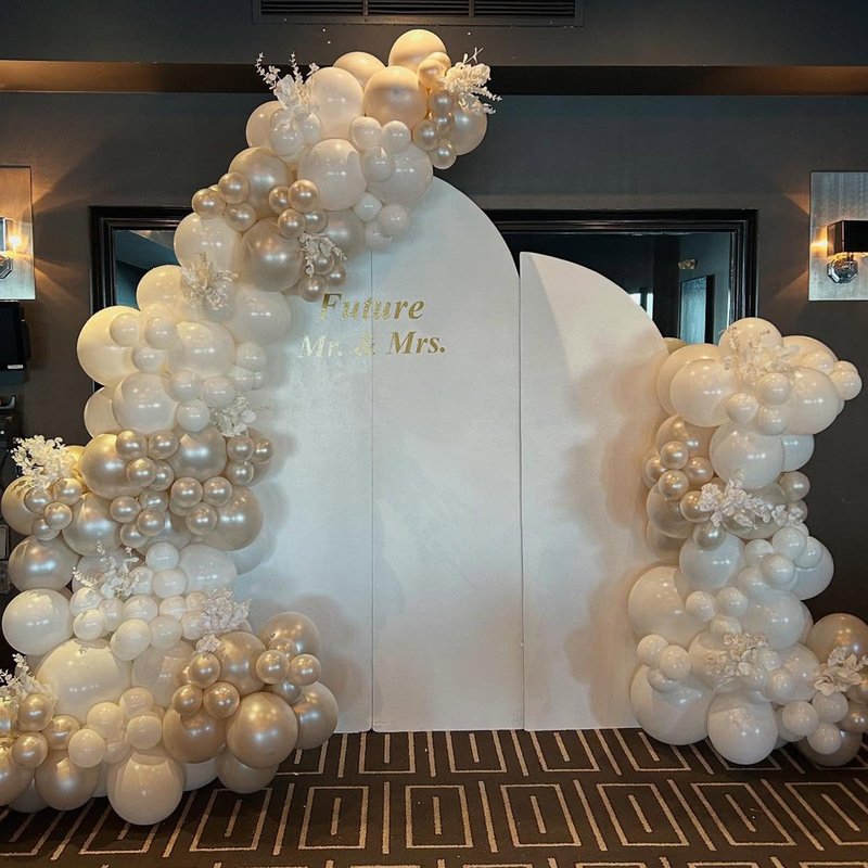 Pearl White Balloons, 50 PCS 12 Inch Double Stuffed Pearl Sand White Balloons with Thick Ivory Latex Balloon for Wedding Engagement Baby Shower Bridal Birthday Anniversary Party Decorations Supplies