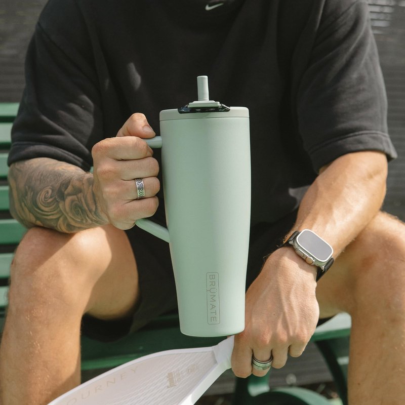 BrüMate Era Flip 40oz Tumbler with 100% Leakproof Covered Straw Lid | Hygienic Covered Straw | Insulated Stainless Steel Water Bottle with Handle | Cup Holder Friendly | BPA-Free (Mocha)