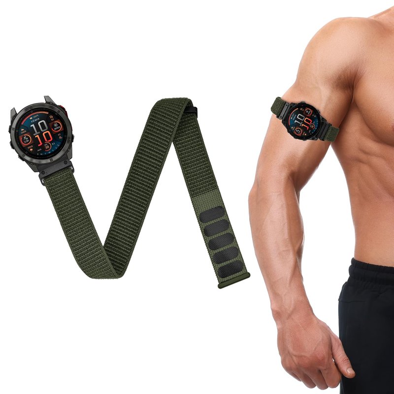 Oanux 22mm QuickFit Sports Ankle/Arm Band Compatible with Garmin Fenix 6 Pro/6/7/7 Pro/5/5 Plus, Soft Nylon Bicep Strap for Forerunner 970/965/955/945/935 & Instinct 3 45mm/E 45mm/Solar/2/2 Solar