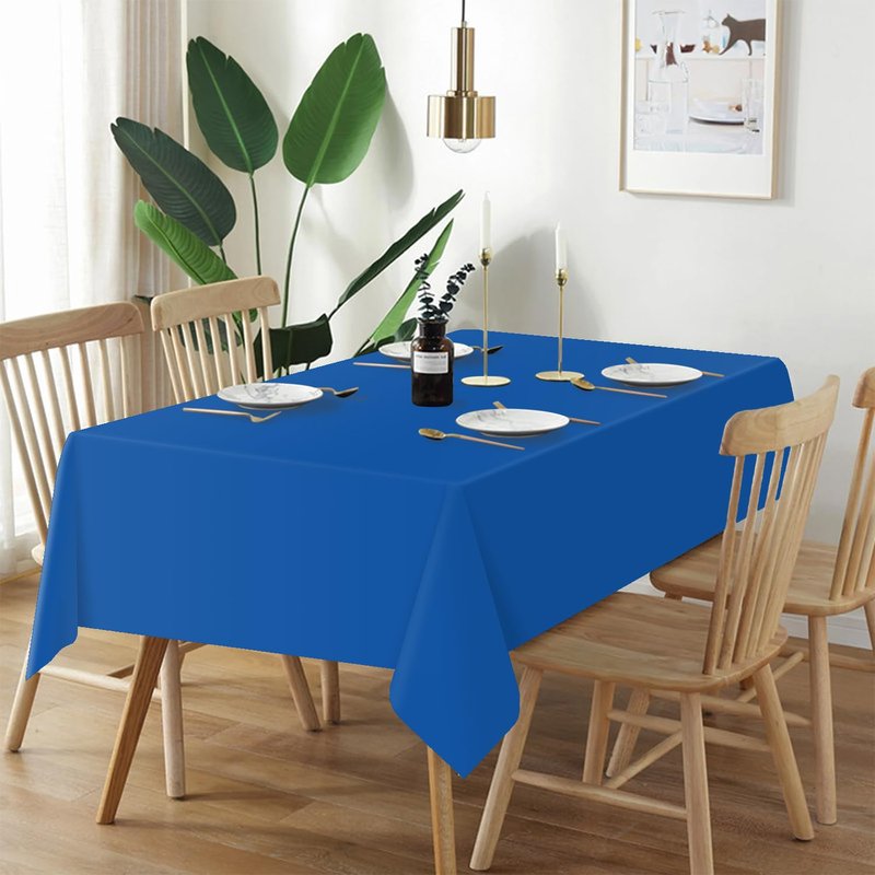 QIKSION Blue Plastic Table Cloth Disposable 6 Pack, 54 x 108 Inch Tablecloths for Patriotic Decorations, Birthday Party, Rectangle Table Cover