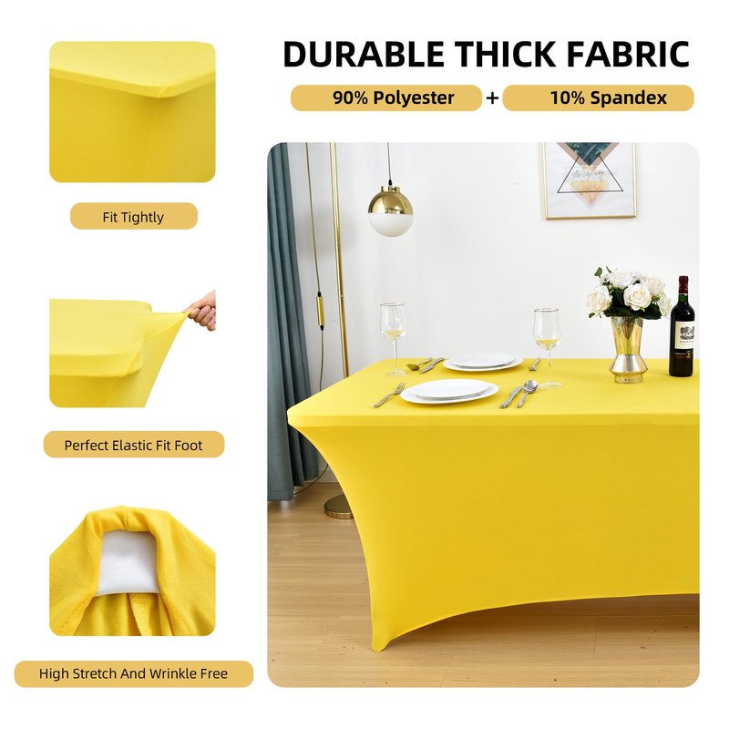 ZarzaaSik 2-Pack 4ft Spandex Table Covers for Rectangular Folding Tables - Wrinkle Resistant Stretch Tight Table Cloths - Ultimate Fitted Table Protector for Parties, Banquet, and Wedding