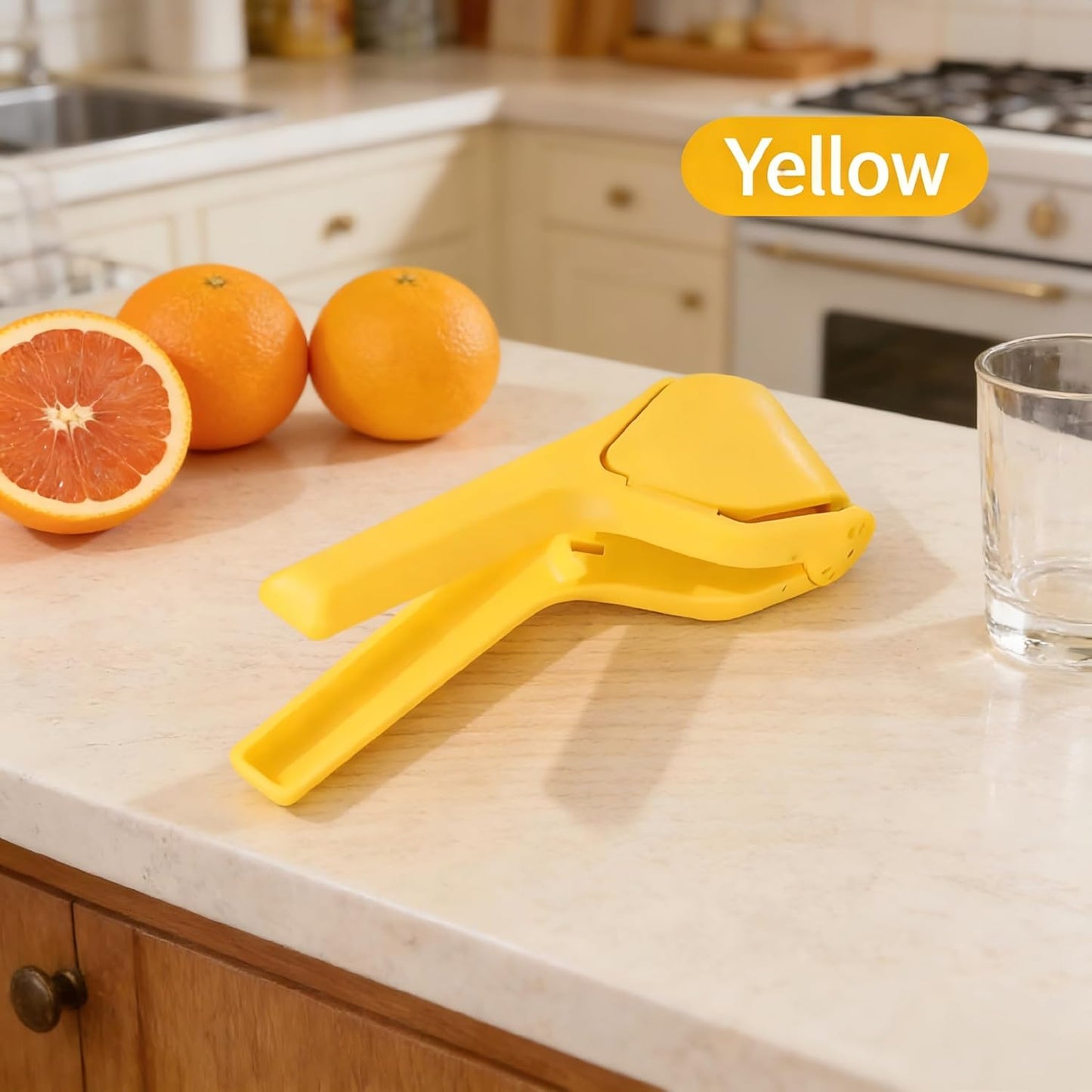 Skiennix Lemon Squeezer - Effortless Manual Citrus Juicer | Fold-Flat Design for Easy Storage (Yellow)