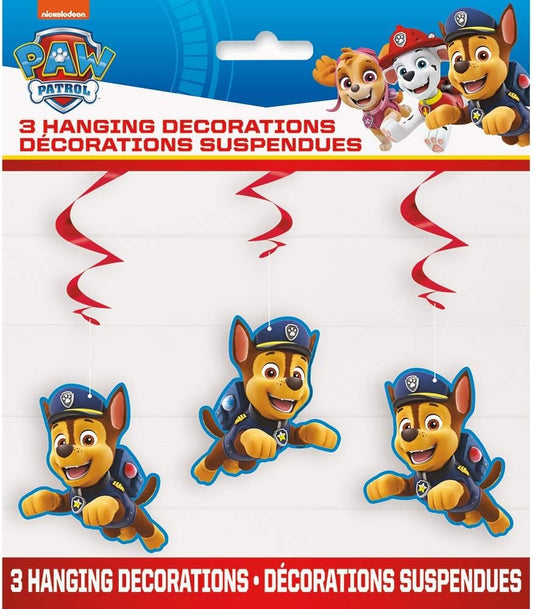 Paw Patrol Hanging Swirl Decorations - Eye-Catching Party Decor | 26" (Pack of 3) for Kids' Celebrations