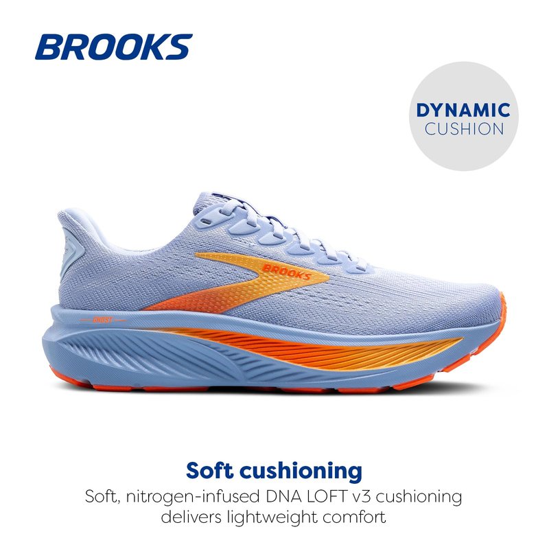 Brooks Women’s Ghost 17 Neutral Running Shoe - Blue Heron/White/Orange - 12 Medium
