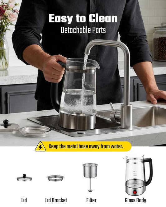 KIDISLE Percolator Coffee Pot Electric Coffee Maker, 10-Cup Coffee Percolator with Auto Keep Warm, Stainless Steel Basket, Borosilicate Glass, Cool-Touch Handle