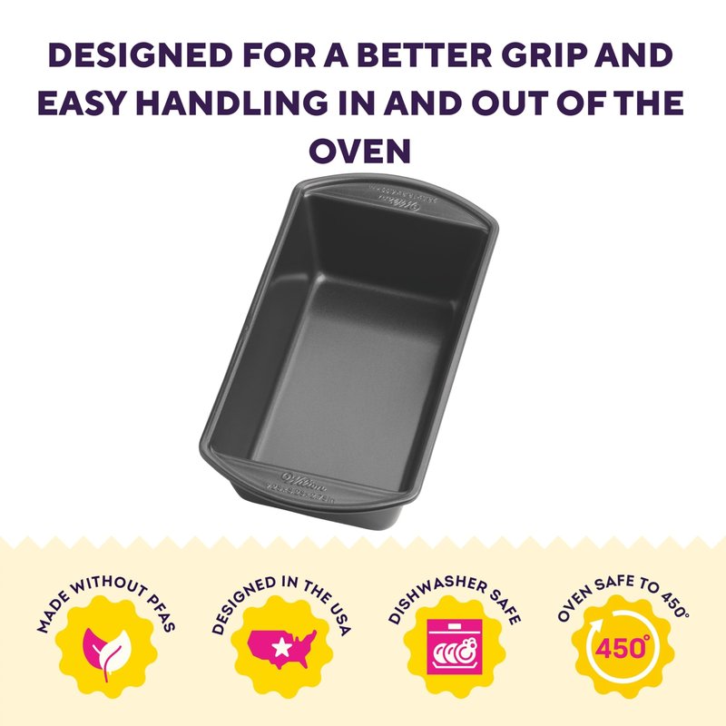 Wilton Gold Non-Stick Bakeware Large Loaf Pan - Baking Pan for Breads, Pound Cake & More - Even Heat Distribution & Extended Handles - Made Without PFAS - 9.25 x 5.25 x 2.75 Inch
