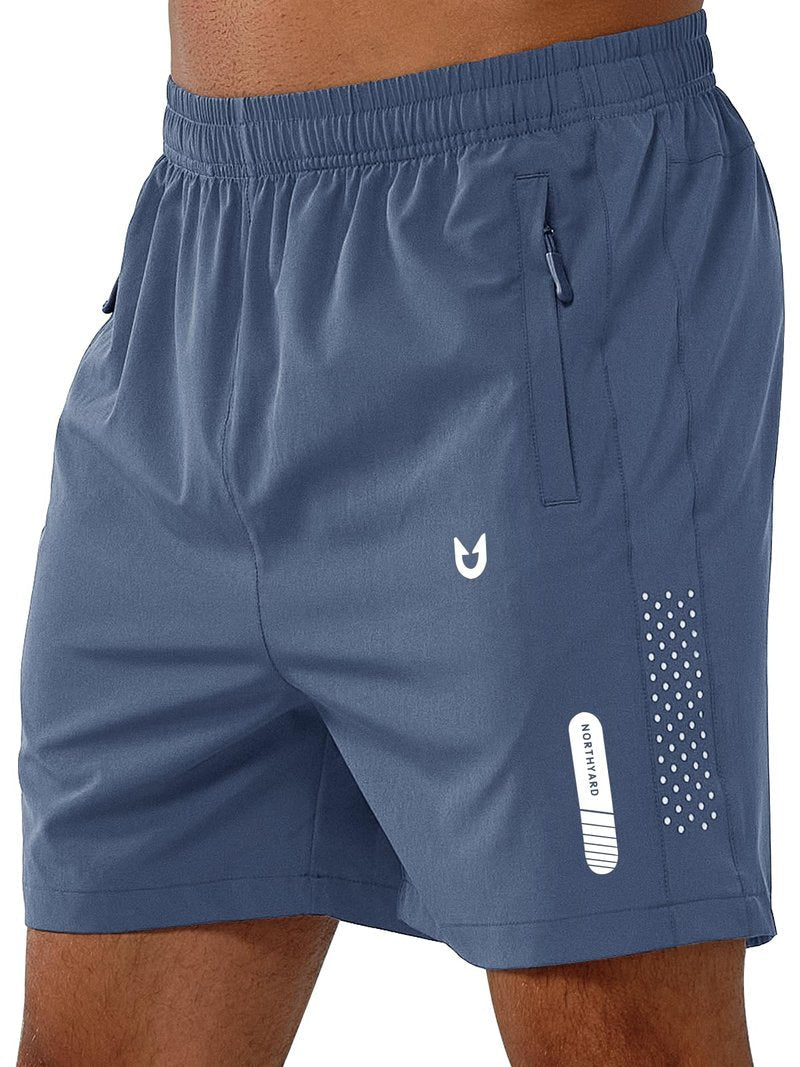 NORTHYARD Men's Athletic Running Shorts Gym Workout 7"/9"/5" Quick Dry Lightweight Sports Basketball Tennis 3 Zipper Pockets FEDERALBLUE-5inch S