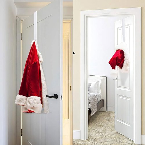 HEYHOUSE Wreath Hanger - Adjustable 14.9-25 Inch Metal Door Hook for 20 lbs Christmas Wreaths | White