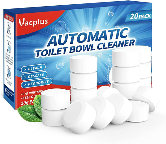 Vacplus Toilet Bowl Cleaner Tablets - 20-Pack Automatic Bleach Cleaners for Deodorizing & Descaling