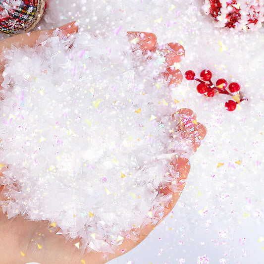 RGQSUN Artificial Flake Snow - Sparkling Fake Snow for Christmas Crafts & Party Decorations - 8.8oz
