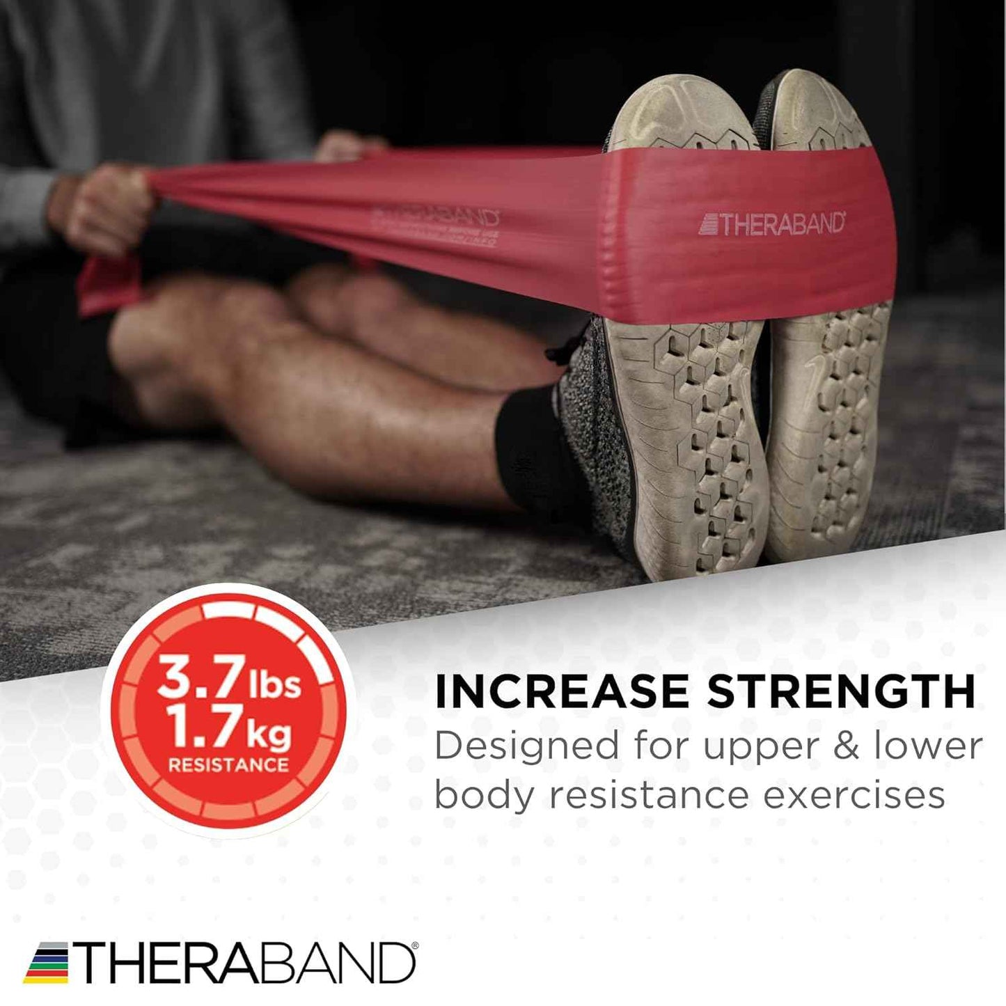 THERABAND Resistance Bands Set - Non-Latex Elastic Exercise Bands for Strength Training & Physical Therapy - Beginner Kit with Yellow, Red, Green