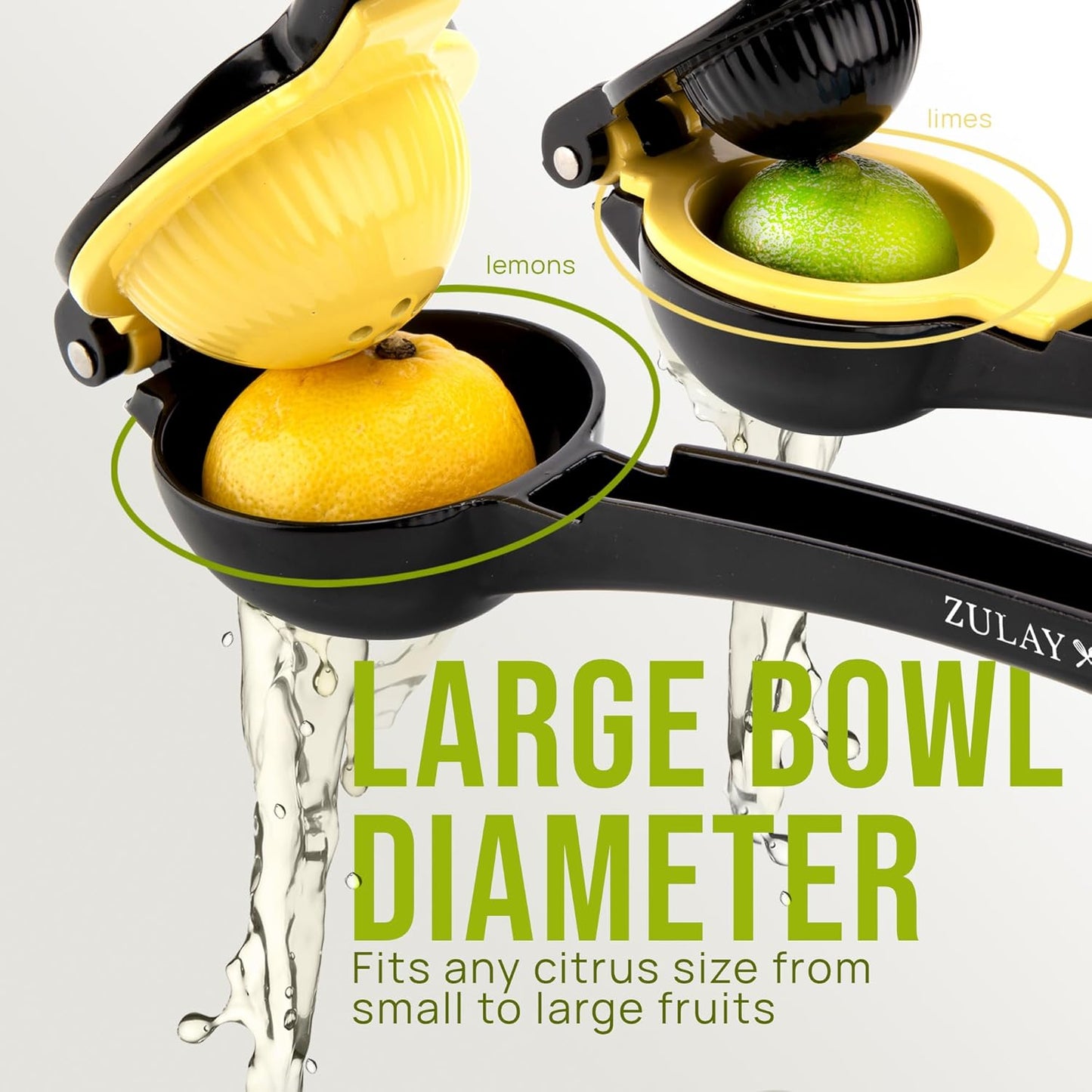 Zulay Kitchen 2-in-1 Lemon Squeezer - Max Extraction Hand Juicer for Easy Citrus Juicing - Black/Yellow