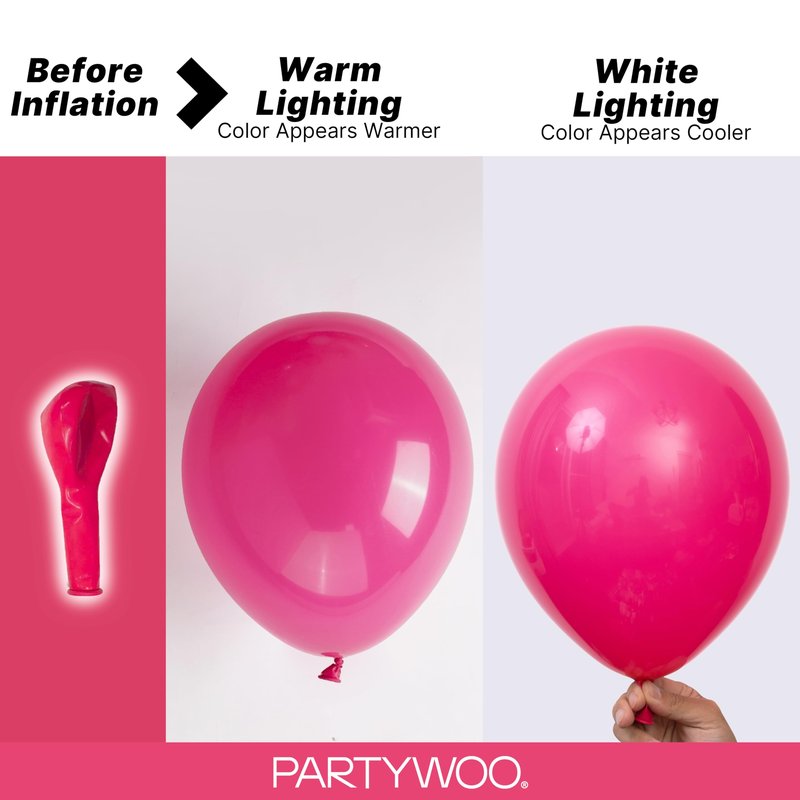 PartyWoo Hot Pink Balloons 152 pcs Different Sizes of 18 12 10 5 Inch Magenta Fuchsia Balloon Arch Kit Garland for Baby Shower Wedding Bridal Shower Anniversary Birthday Party Decorations Pink-Y12