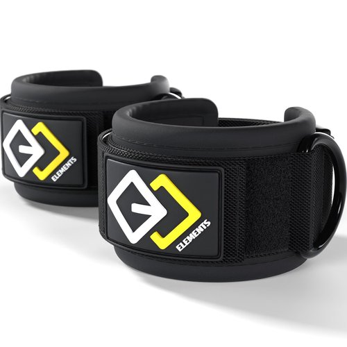 GJELEMENTS Ankle Straps - Ankle Cuffs for Resistance Bands and Cable Pulley Machine - Home Workout Accessory, Gym Equipment - for Glutes, Booty, HIPS, Thighs Training, Kickbacks, Leg Extensions