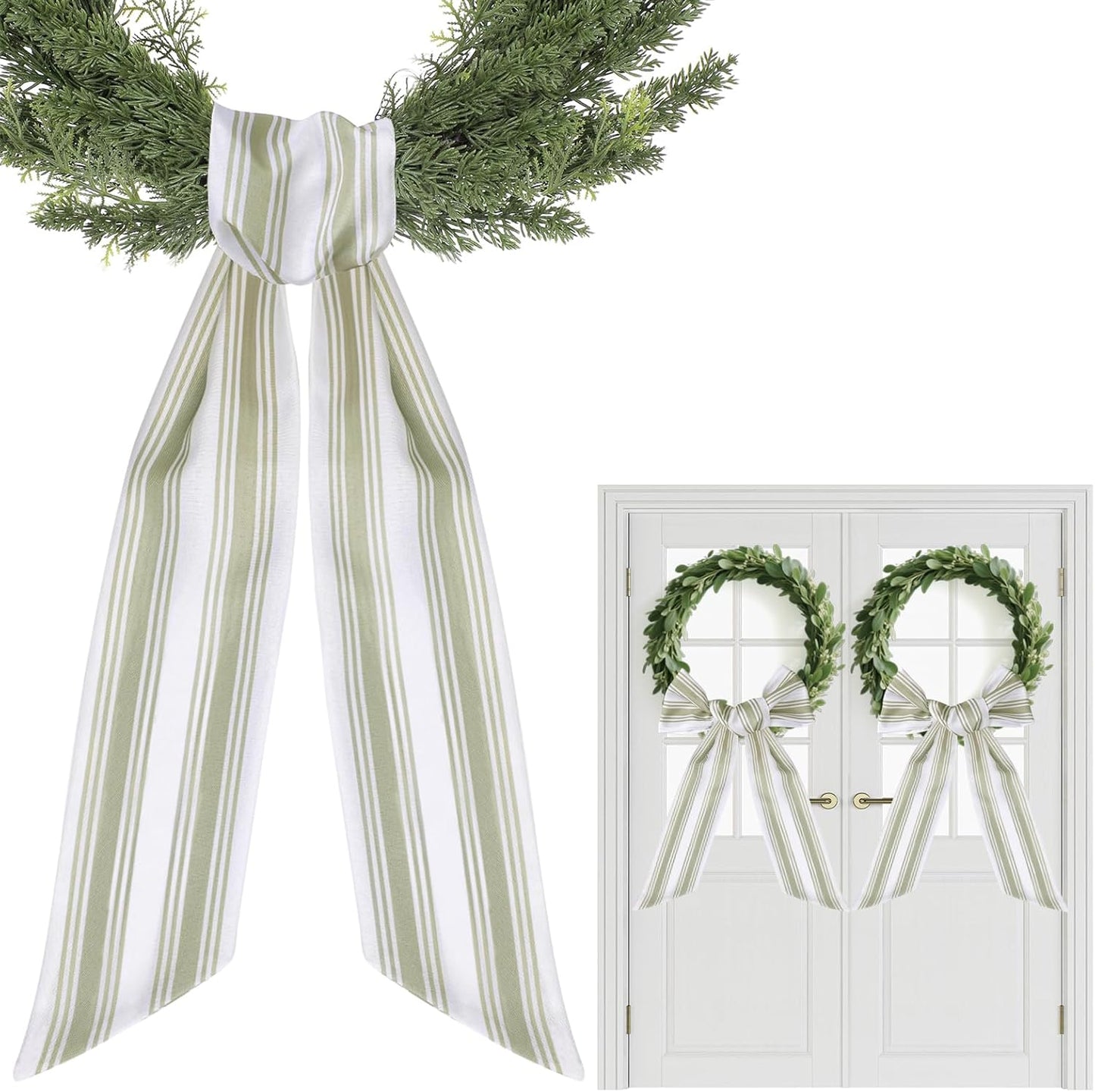 Boho Stripe Wreath Sash by [Brand Name] - 2 Pcs 60 Inch Blank Scarf for Rustic Home Decor | Perfect for Embroidery